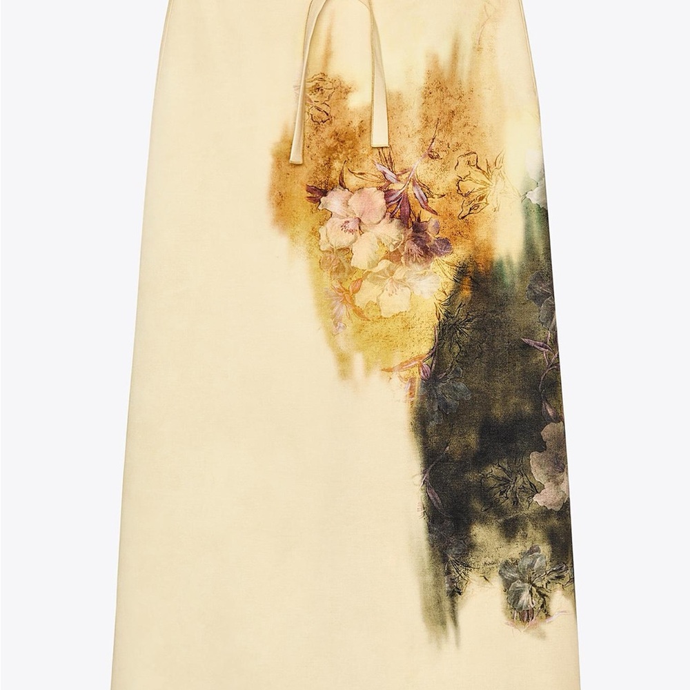 Zara Cream Floral Midi Skirt